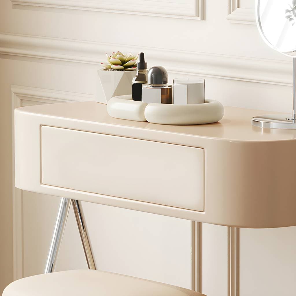 Engineered Wood Vanity and Stool in Black/Beige Dressing Table – product detail view 7