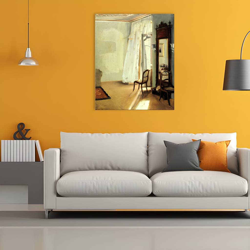 Tela castanha rústica texturada com paisagem vista da janela, vários tamanhos – Size 3 / Design 3 / Style 3 option
