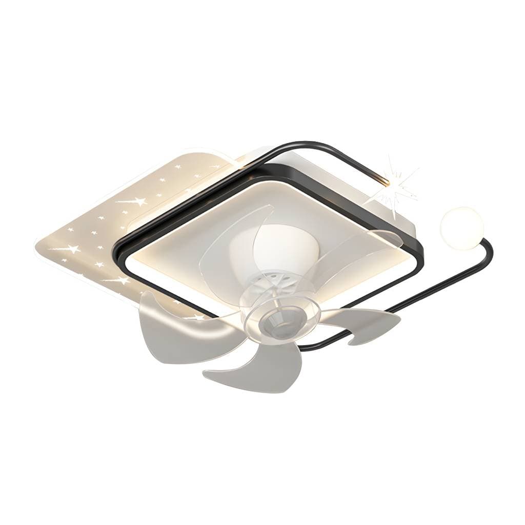 Ventoinha de teto infantil geométrica em metal com 4 luzes – product detail view 9