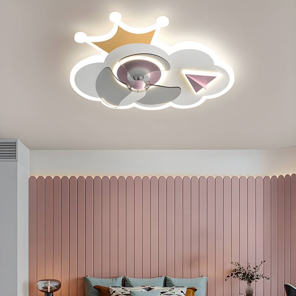 3-Blade Pink/Blue Ceiling Fan Children Metallic Fan with Light for Dining Room – product detail view 3