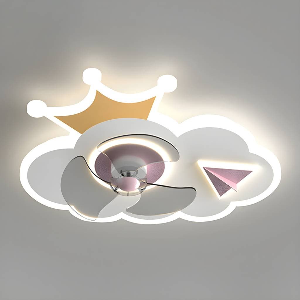 3-Blade Pink/Blue Ceiling Fan Children Metallic Fan with Light for Dining Room – product detail view 5
