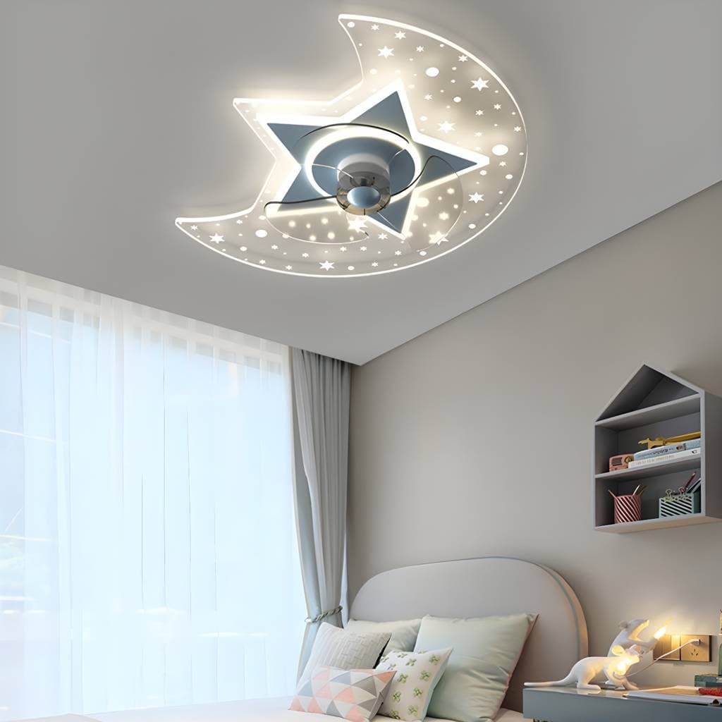 3-Blade Pink/Blue Ceiling Fan Children Metallic Fan with Light for Dining Room – product detail view 18
