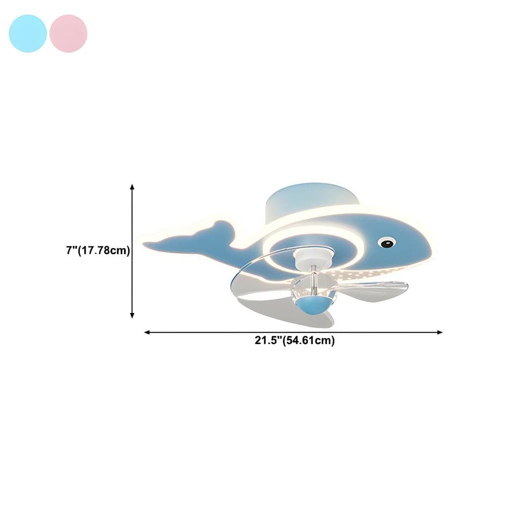 3-Blade Pink/Blue Ceiling Fan Children Metallic Fan with Light for Dining Room – product detail view 26