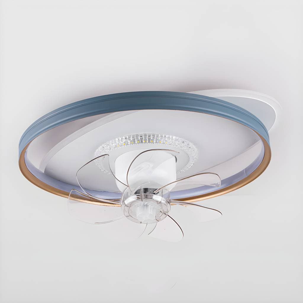 Ventoinha de teto redonda LED de 1 luz com abajur acrílico para sala – product detail view 12