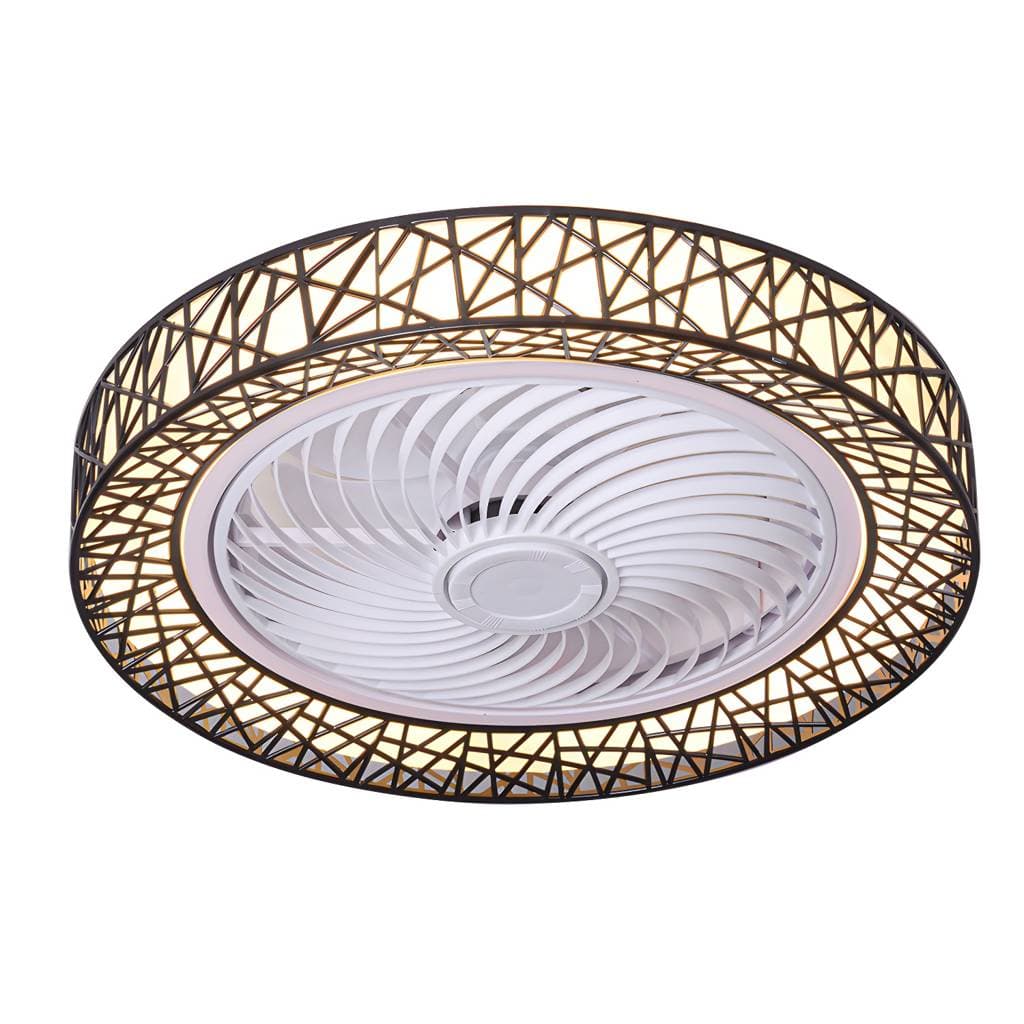 Ventoinha de teto circular simples em metal com luz LED – product detail view 9