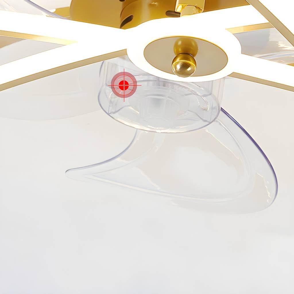 Ventoinha de teto simples em metal com luz LED para sala – product detail view 8