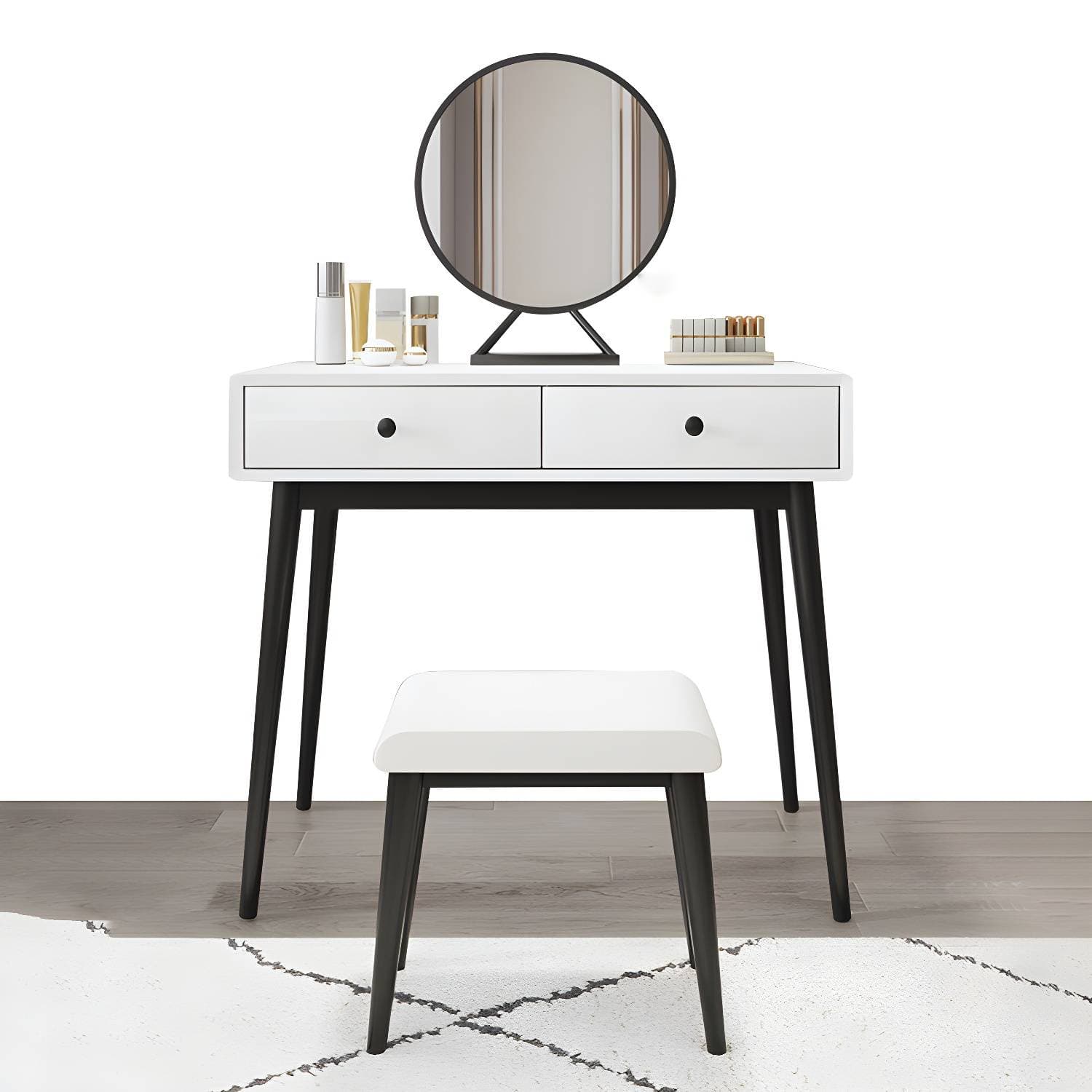 White Makeup Table With Drawers 15.74 W X 29.52" H for Bedroom – product detail view 14