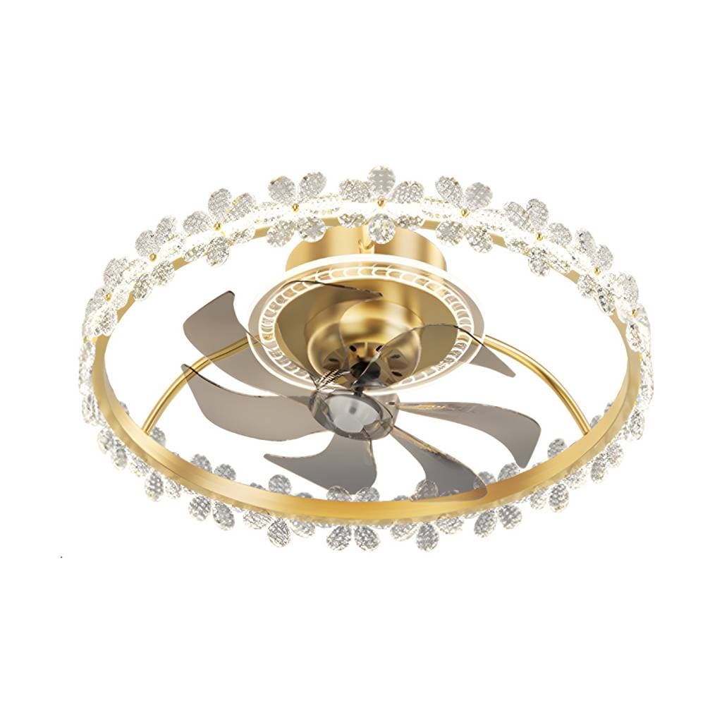 Ventoinha de teto redonda moderna em metal com várias luzes – product detail view 9