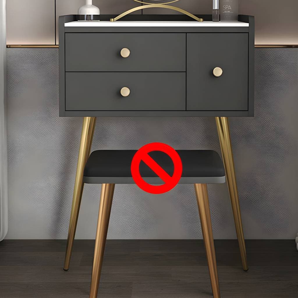 Contemporary Dresser Wooden Makeup Counter With 3 Storage Drawers for Bedroom – product detail view 3