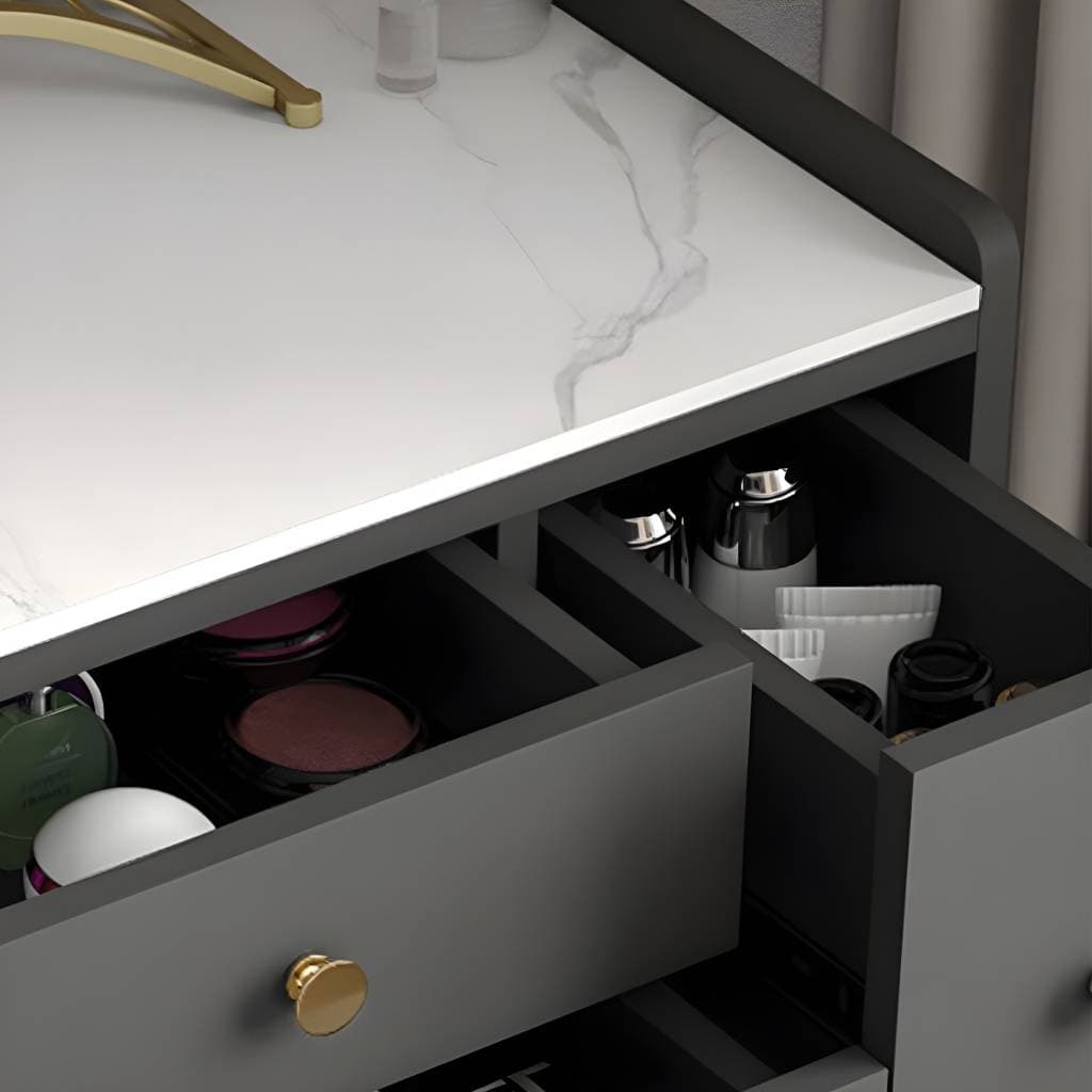 Contemporary Dresser Wooden Makeup Counter With 3 Storage Drawers for Bedroom – product detail view 7