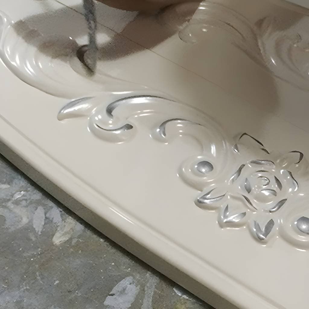 Toucador com banco e 4 gavetas, branco, preto e dourado, 18,89 × 63,77 polegadas – product detail view 13
