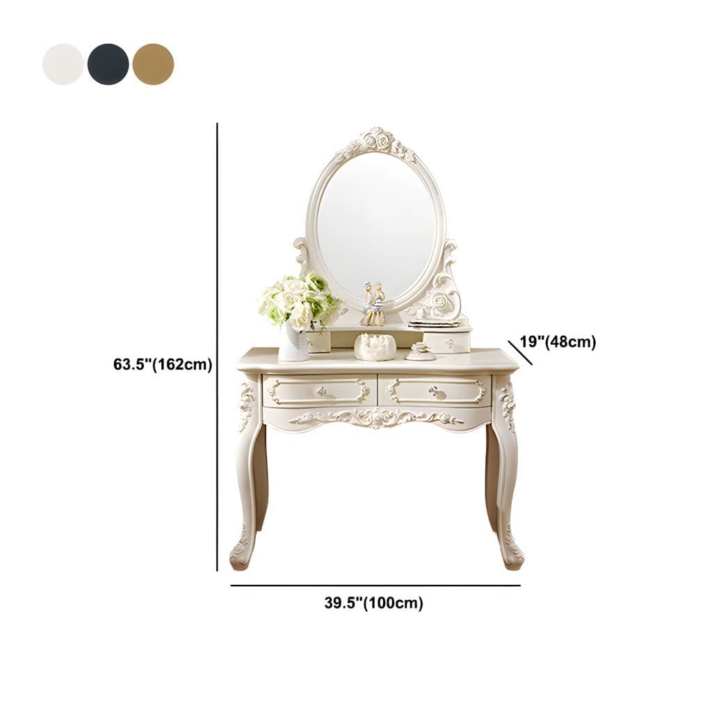Toucador com banco e 4 gavetas, branco, preto e dourado, 18,89 × 63,77 polegadas – product detail view 17