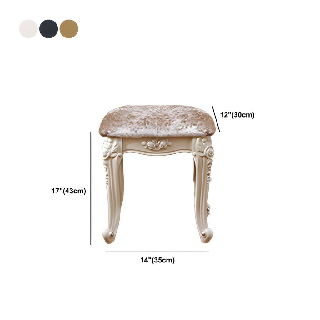 Toucador com banco e 4 gavetas, branco, preto e dourado, 18,89 × 63,77 polegadas – product detail view 18