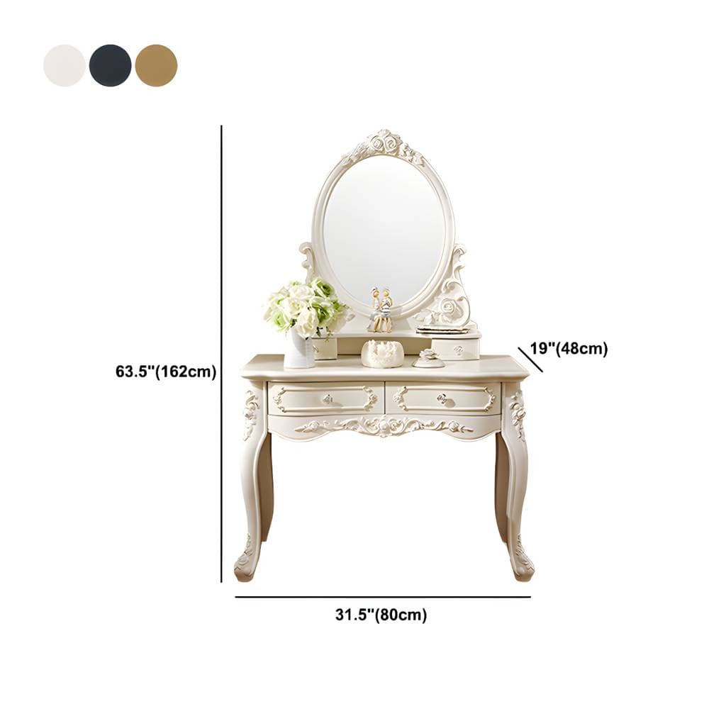 Toucador com banco e 4 gavetas, branco, preto e dourado, 18,89 × 63,77 polegadas – product detail view 19