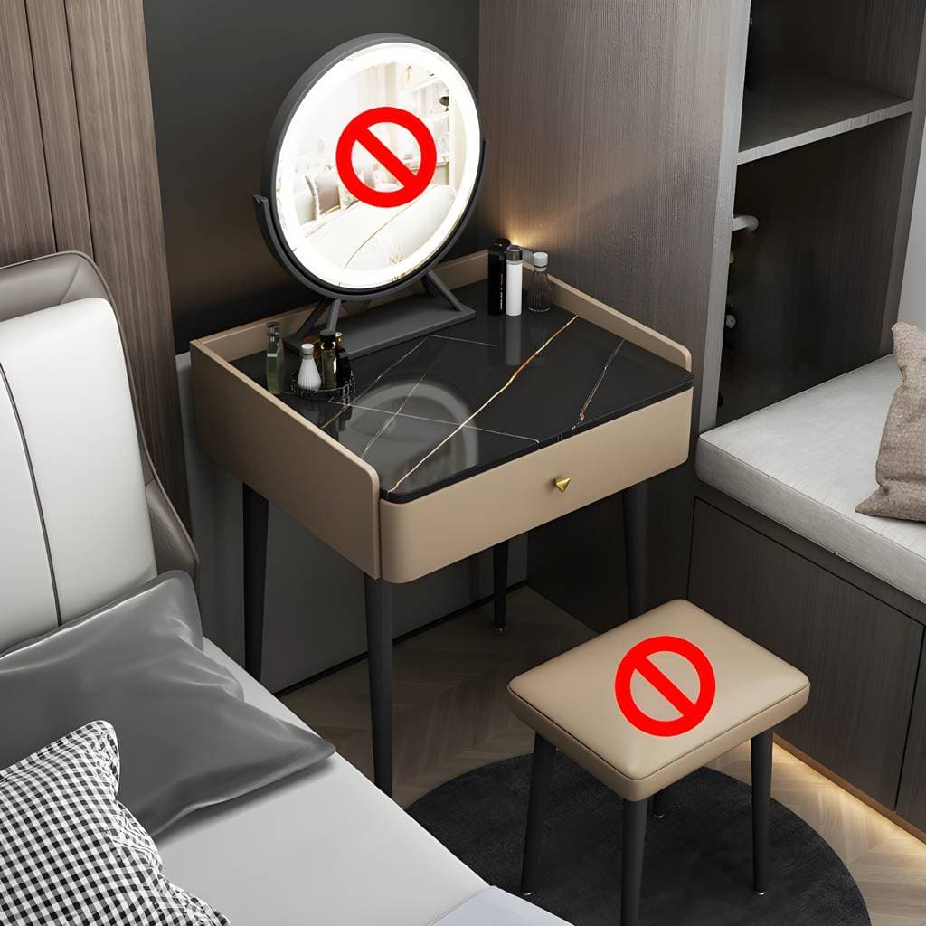 Toucador contemporâneo em madeira com gaveta – 24"L x 18"W x 31"H / Brown / Makeup Vanity option