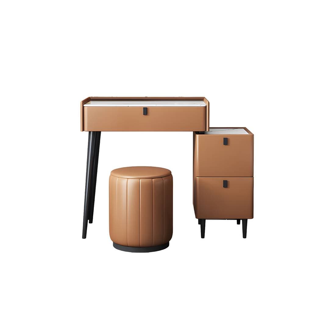 Toucador moderno com tampo de pedra, 1/3 gavetas e banco – product detail view 10