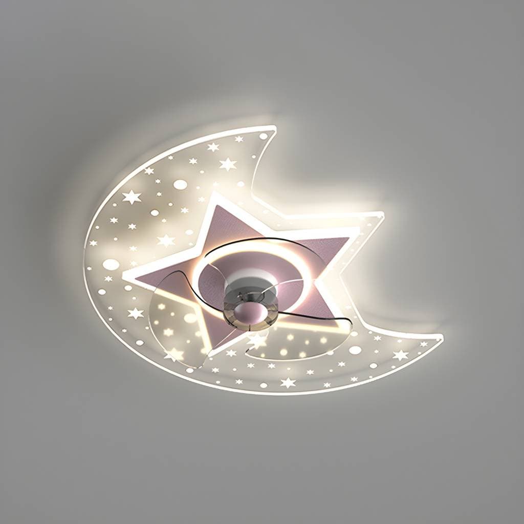 Ventoinha de teto infantil com luz LED em metal e acrílico azul ou rosa – product detail view 6