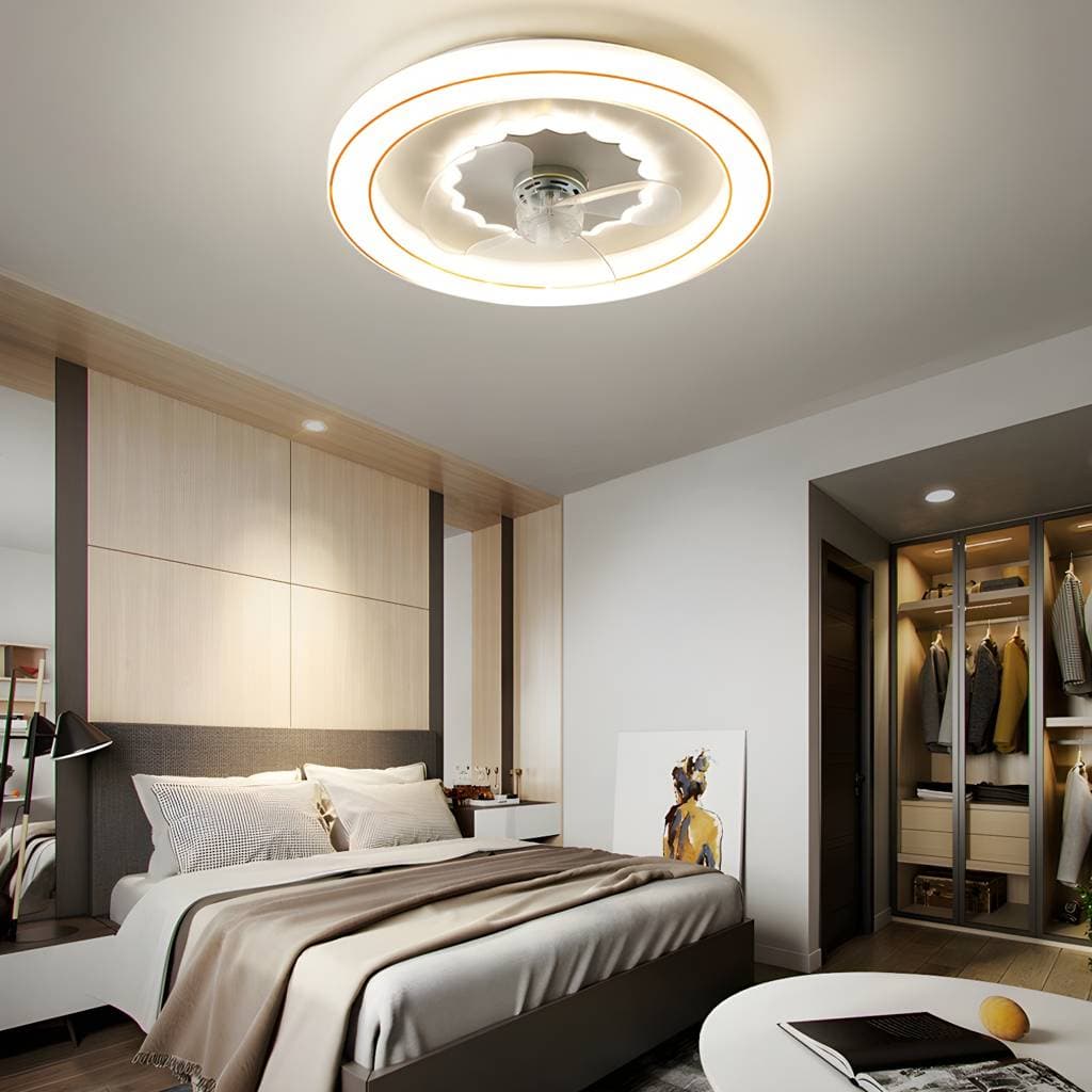Ventoinha de teto circular simples com luz LED em acrílico para quarto – product detail view 14