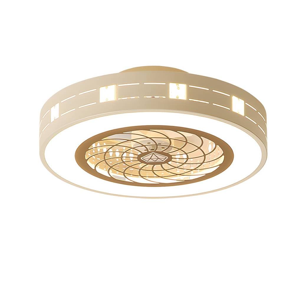 Ventoinha de teto LED nórdica em tambor de metal vazado – product detail view 7