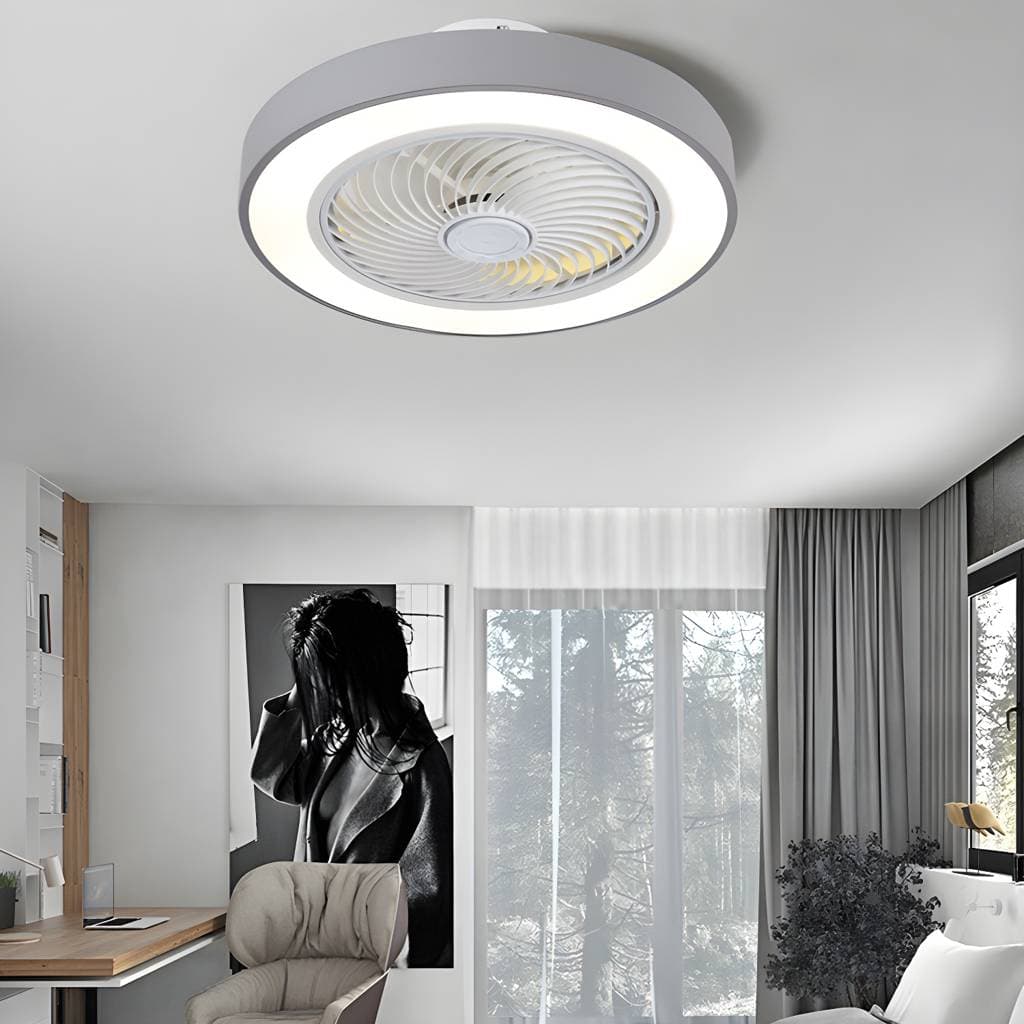Ventoinha de teto LED Túnel de Vento em metal, estilo macaron e montagem semiembutida, para residência – product detail view 3