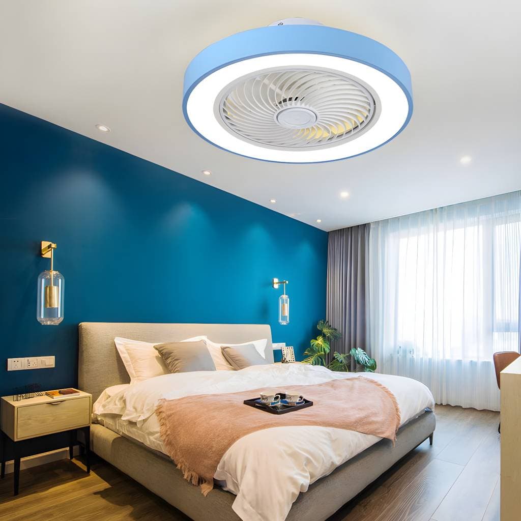 Ventoinha de teto LED Túnel de Vento em metal, estilo macaron e montagem semiembutida, para residência – product detail view 12
