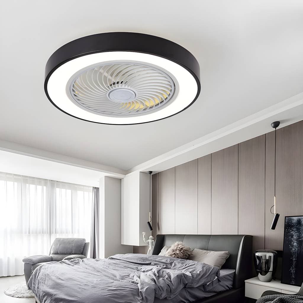 Ventoinha de teto LED Túnel de Vento em metal, estilo macaron e montagem semiembutida, para residência – product detail view 14