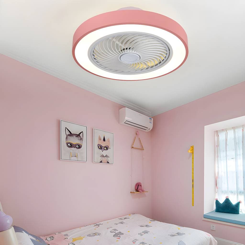 Ventoinha de teto LED Túnel de Vento em metal, estilo macaron e montagem semiembutida, para residência – product detail view 15