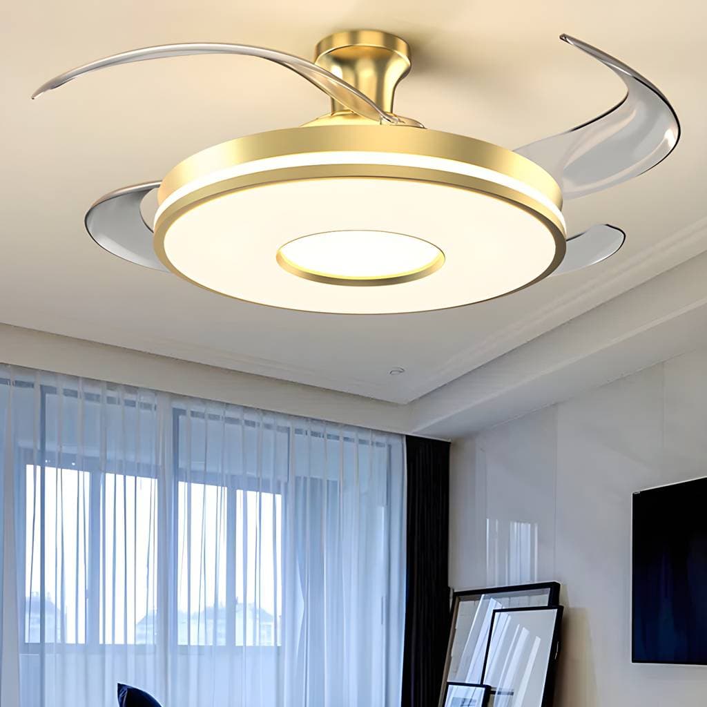 Simplicity Circular Ceiling Fan Lamp Frequency Conversion Semi Flush Mount LED Light – product detail view 4