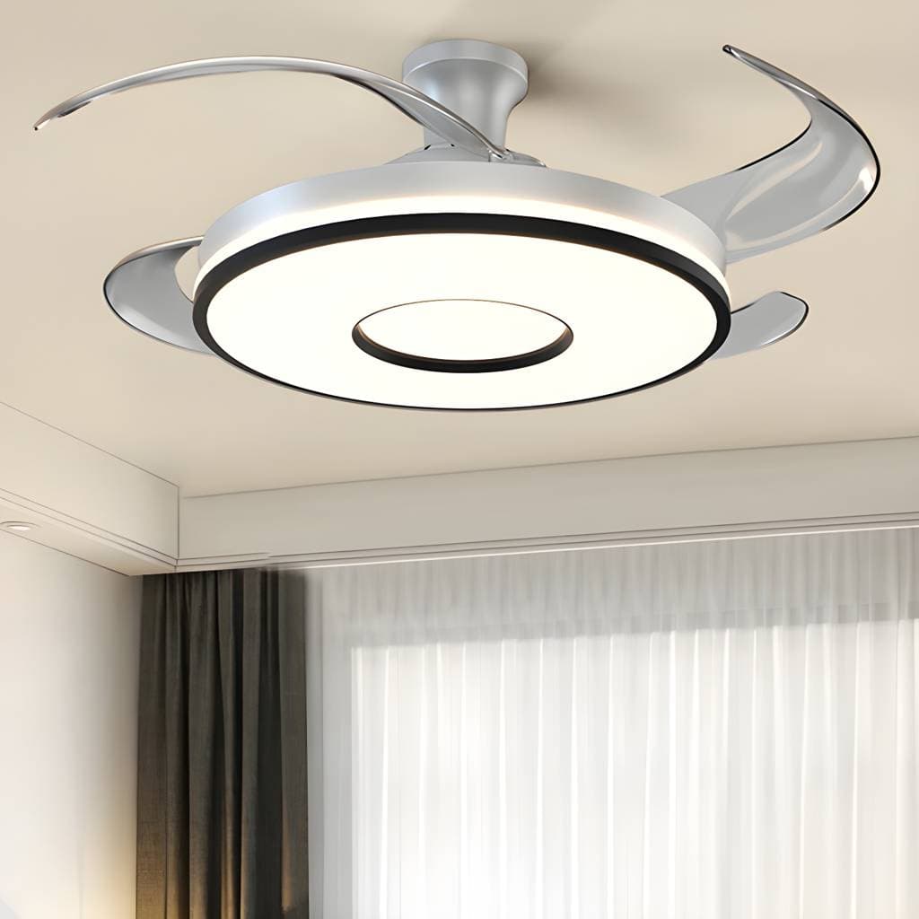 Simplicity Circular Ceiling Fan Lamp Frequency Conversion Semi Flush Mount LED Light – product detail view 5