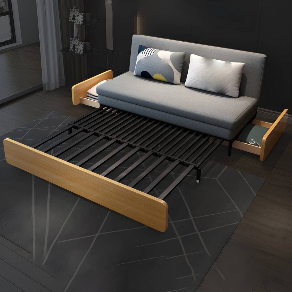 Sofá-cama sem braços em tecido resistente com encosto firme, 32,68 polegadas de altura – 39"L x 29.5"W x 33"H / Sponge / Storage Included option