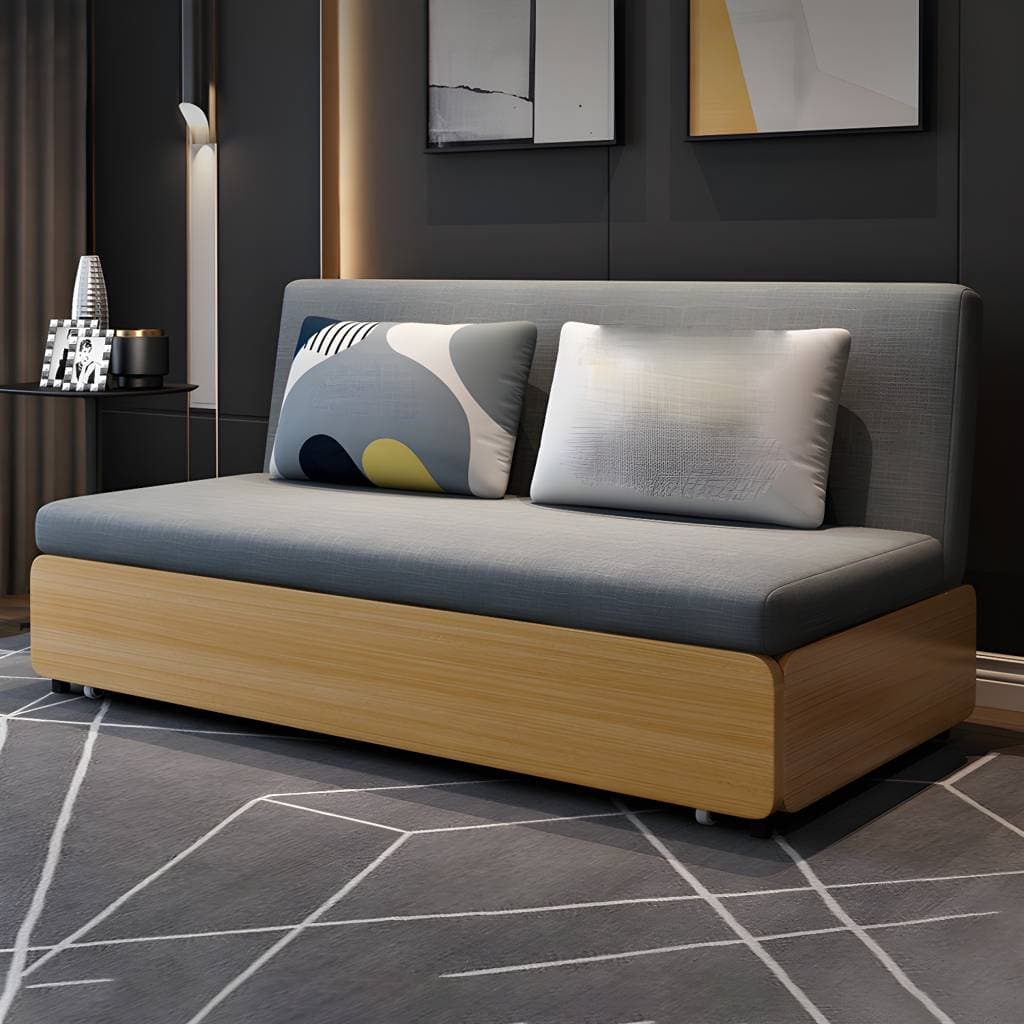 Sofá-cama sem braços em tecido resistente com encosto firme, 32,68 polegadas de altura – product detail view 3