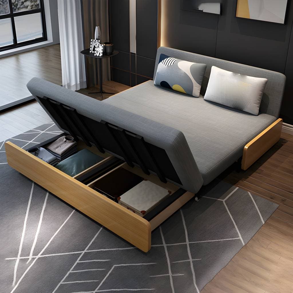 Sofá-cama sem braços em tecido resistente com encosto firme, 32,68 polegadas de altura – product detail view 5