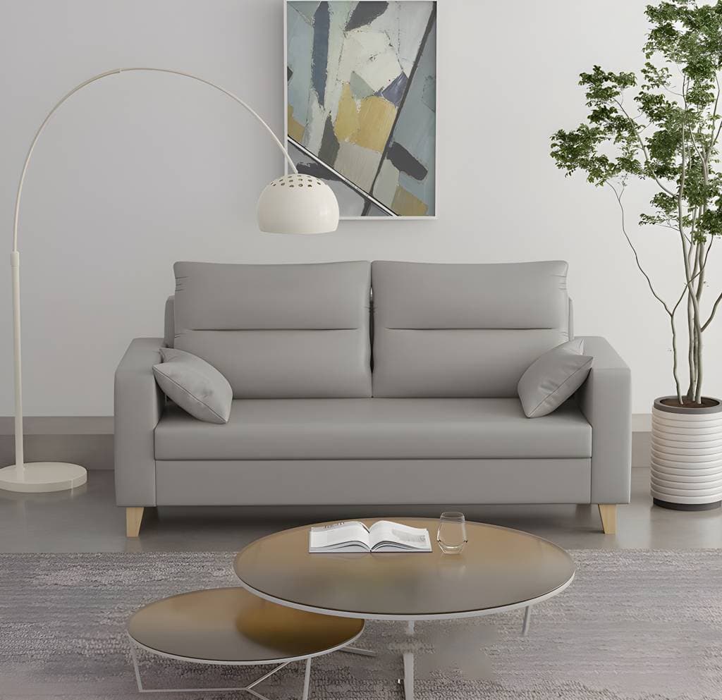 Poliertes 2-Sitzer-Chaiselongue-Sofa mit eckigen Armlehnen – product detail view 5