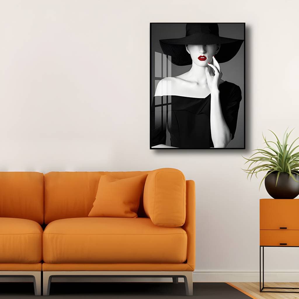 Tela glam escura com modelo fotográfica, decoração texturada para quarto de menina – product detail view 3