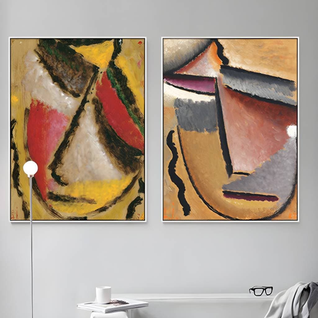 Abstrakt-expressionistisches Handmotiv auf Leinwand in Pastellfarben – product view