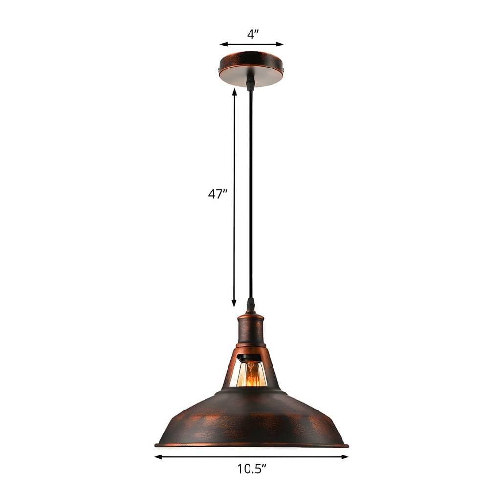 Suspension rustique en métal avec abat-jour grange, 1 ampoule, 10,5/12/15 pouces – product detail view 5