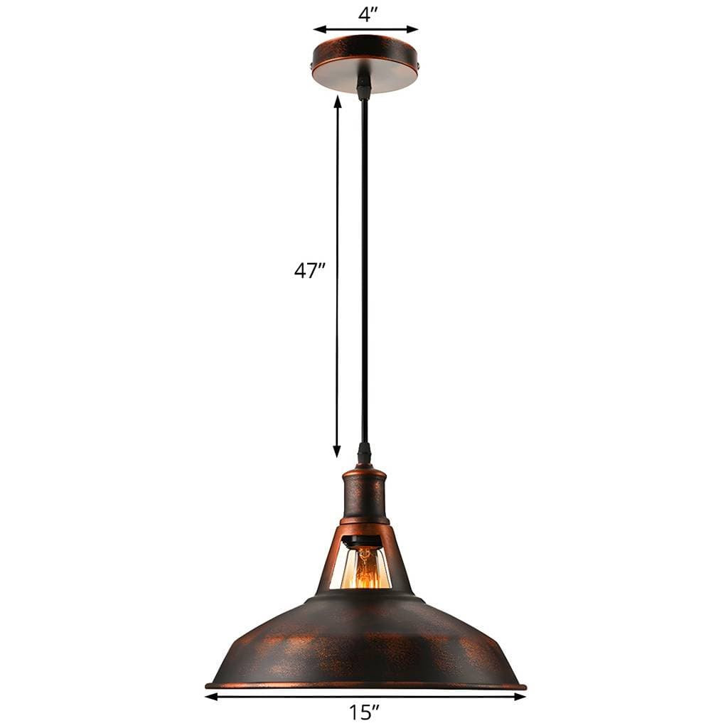 Suspension rustique en métal avec abat-jour grange, 1 ampoule, 10,5/12/15 pouces – product detail view 7