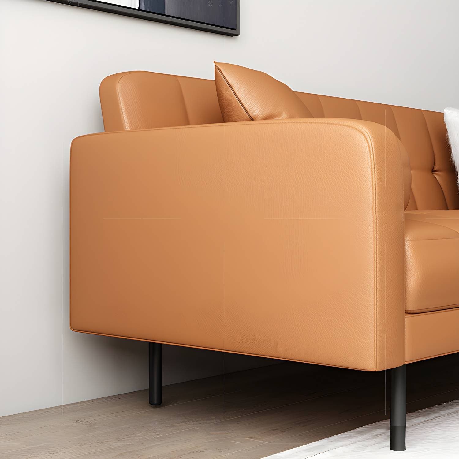 Faux Leather Biscuit Back Sofa 31.49" H Modernism Square Arm Sofa – product detail view 22