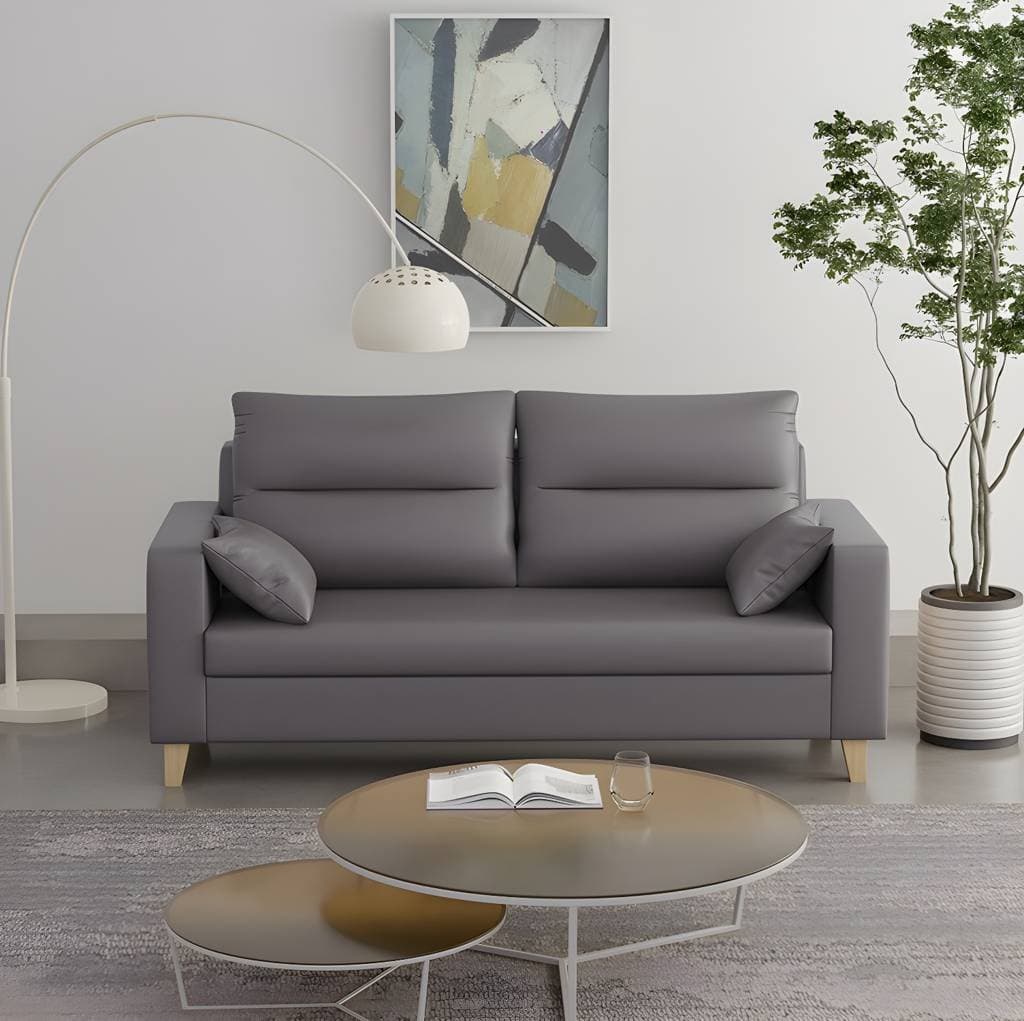 Polerowana sofa szezlong 2-osobowa z kwadratowymi podłokietnikami – product detail view 2