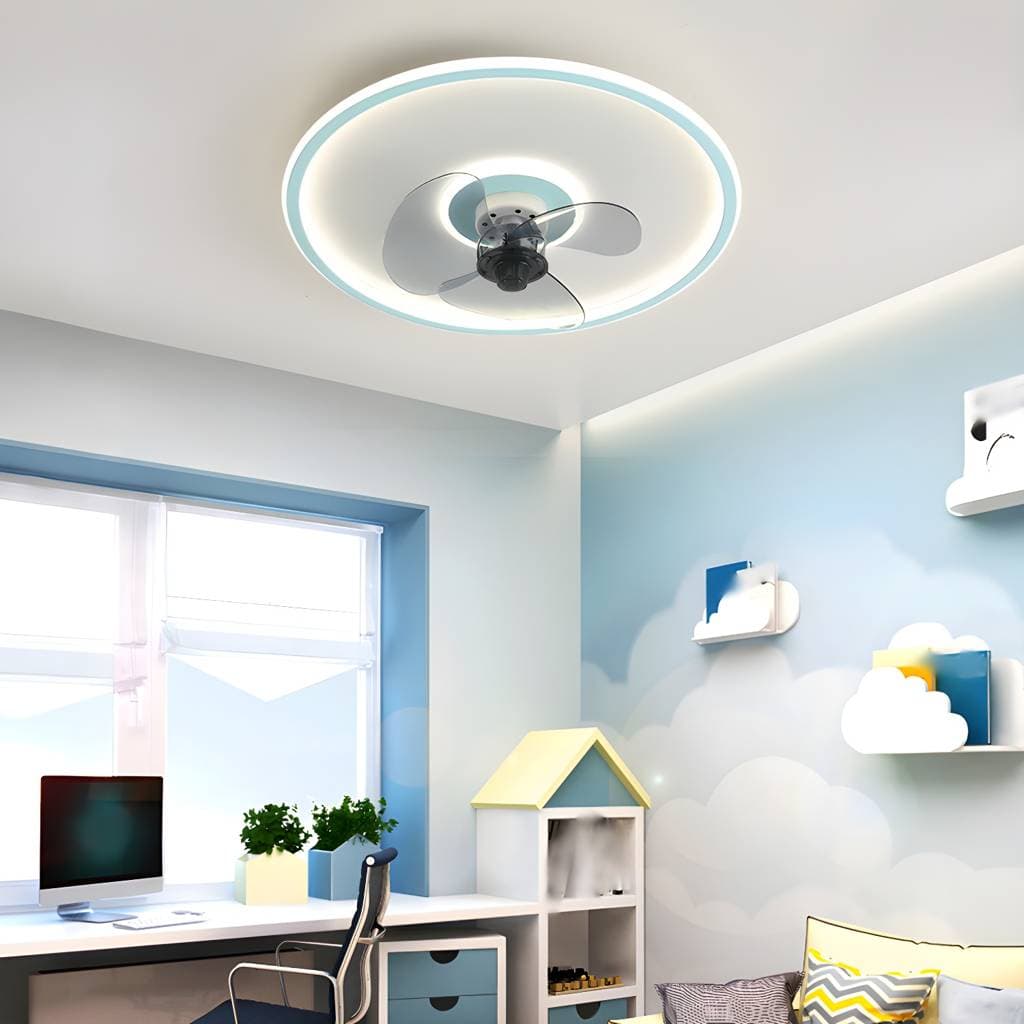 Ventoinha de teto redonda moderna em metal com uma luz – Ceiling Fans with Lights