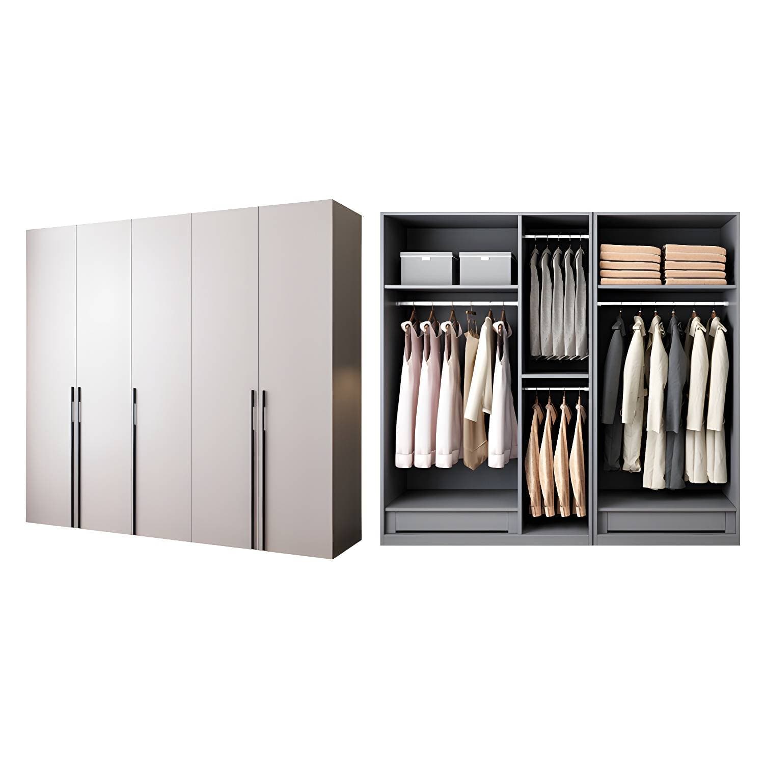 Contemporary Wooden Wardrobe Soft Close Door Wardrobe Closet – product detail view 9