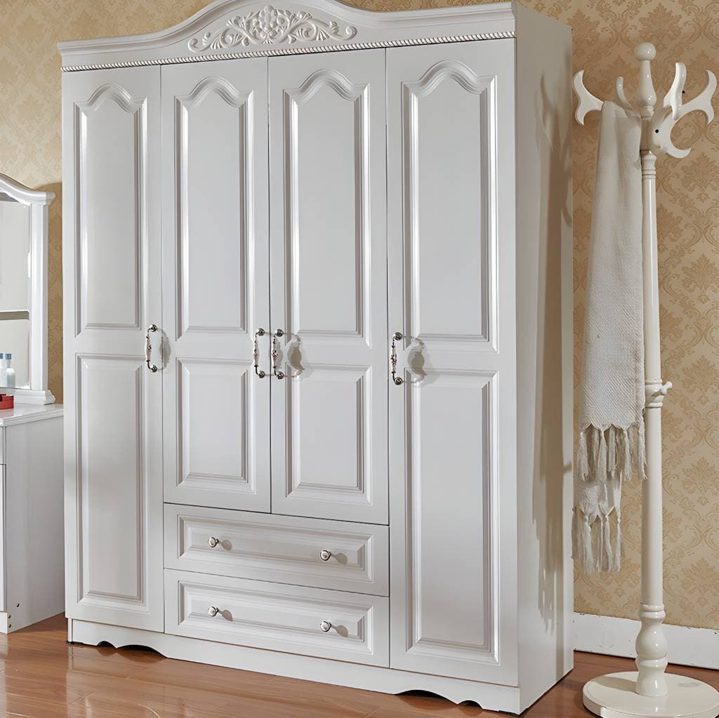 Armadio vittoriano in legno composito per camera con ante e cassetti – product detail view 15