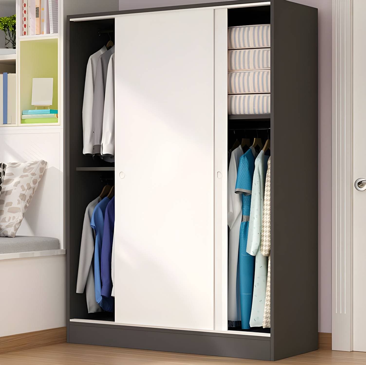 Contemporary Wardrobe Cabinet Sliding Storage Cabinet for Home – product detail view 25