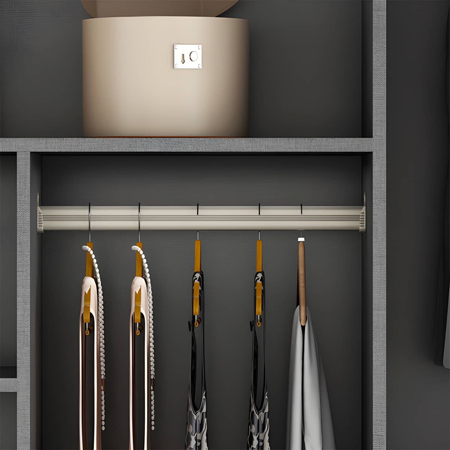 Contemporary Style Wardrobe Armoire Grey Engineered Wood Wardrobe – product detail view 8