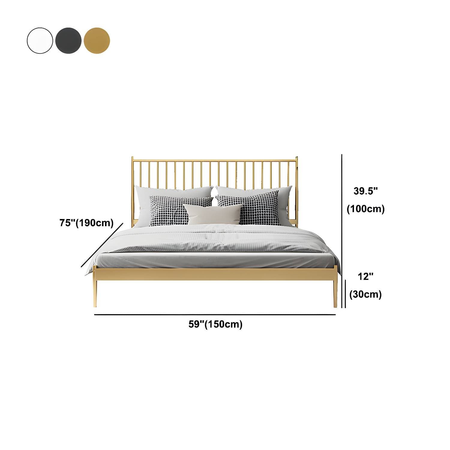 Contemporary Slat Bed with Rectangular Slat Headboard and Metal Legs – product detail view 18