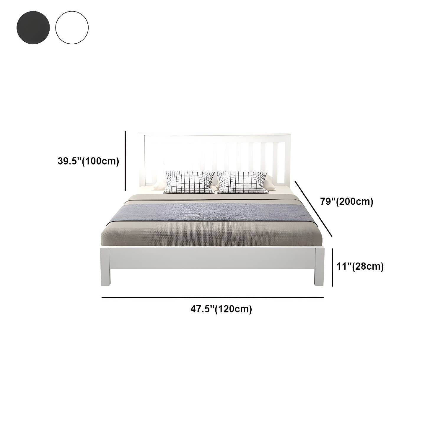 Modern Solid Color Open-Frame Bed with Rectangular Headboard – product detail view 14