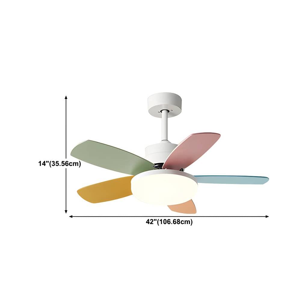 Geometrische metalen plafondventilator voor kinderen met 1 lamp voor woonkamer – product detail view 16