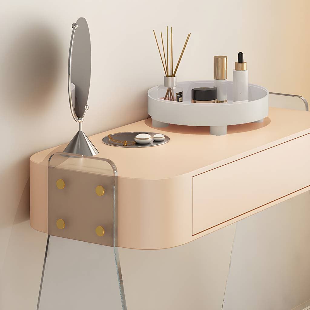 Toucador contemporâneo em madeira e acrílico com 1 gaveta – product detail view 8