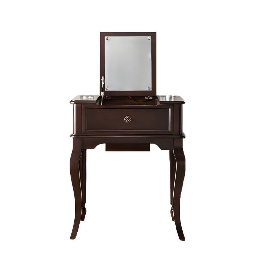 Tocador tradicional de madera con tapa abatible – 25"L x 18"W x 30"H / Black / Makeup Vanity option