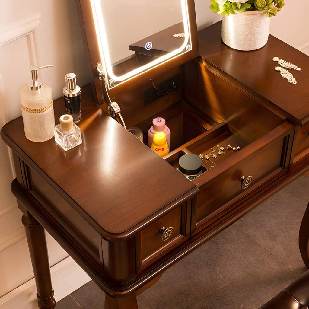 Tocador tradicional de madera con tapa abatible – product detail view 12